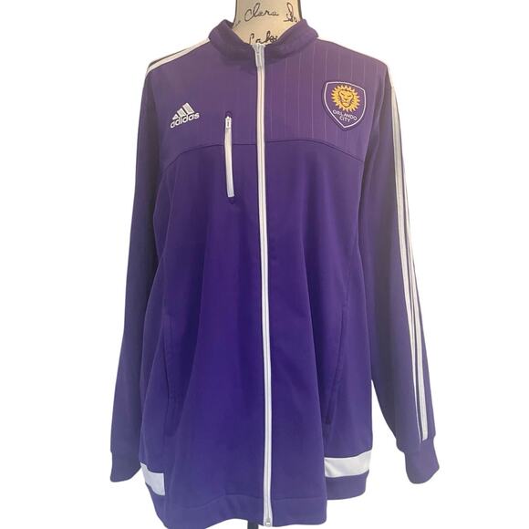 2014 ADIDAS TRACK JACKET ORLANDO CITY SOCCER TEAM SZ XL PURPLE/WHITE COLLECTIBLE - Picture 2 of 16